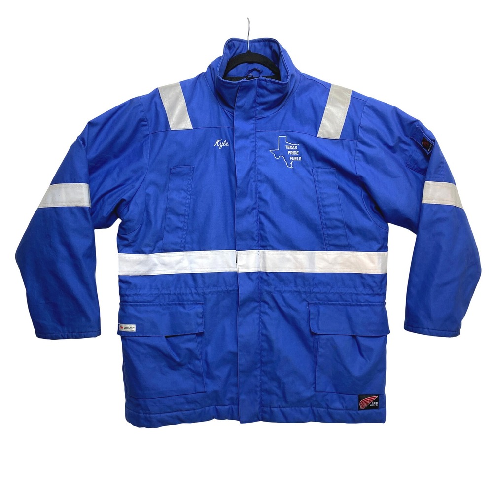 Red Wing FR Insulated Jacket Mens Size Large Reg Royal Blue Reflective Coat